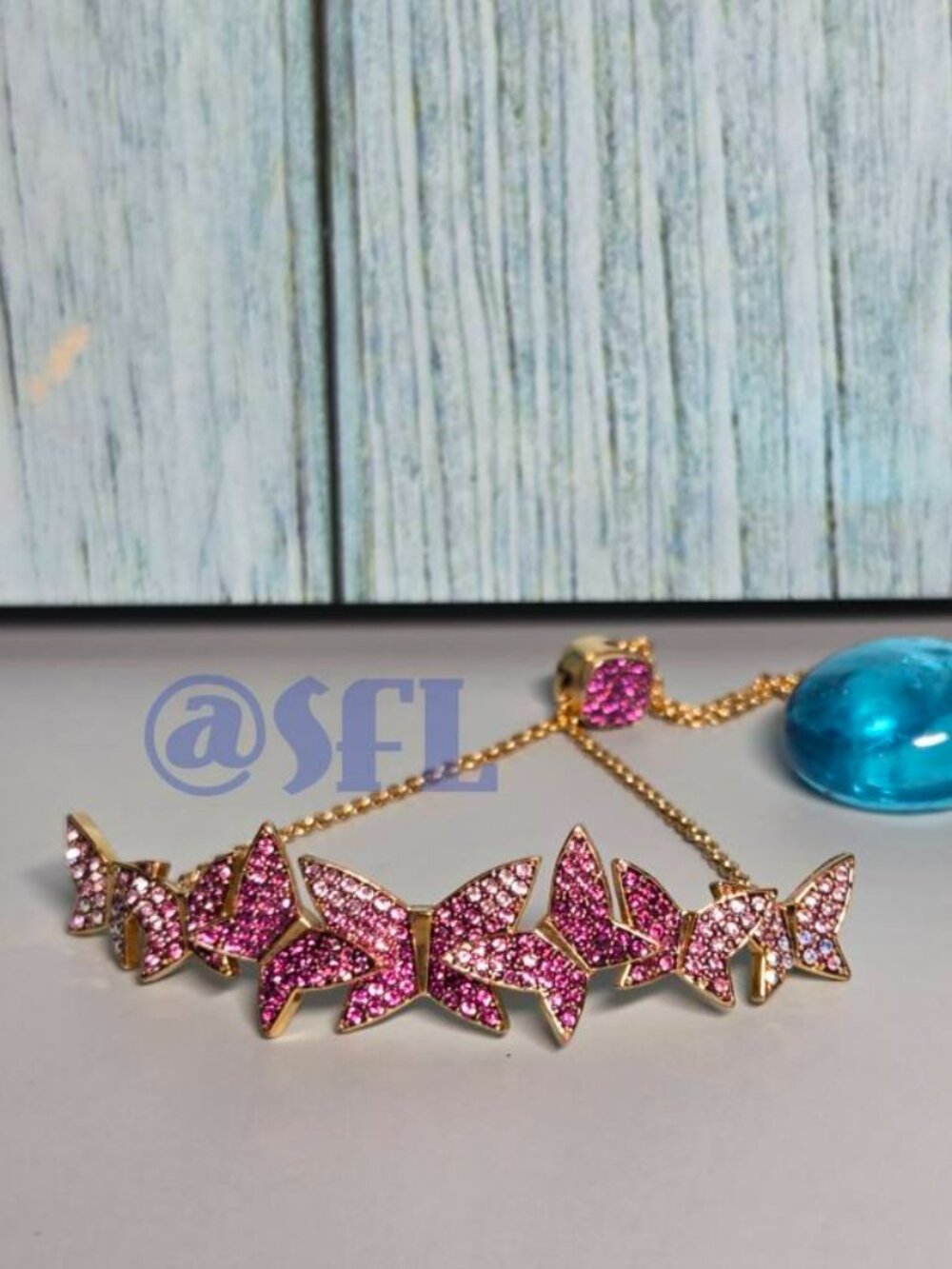 Swarovski Lilia Swamp Of Butterflies Bracelet Gold Tone Pinkish Purple Bracelet